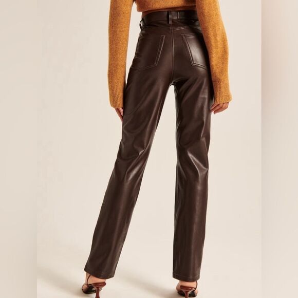 Abercrombie and fitch women’s vegan leather ultra high rise pant 34/18R NWT - Picture 2 of 12